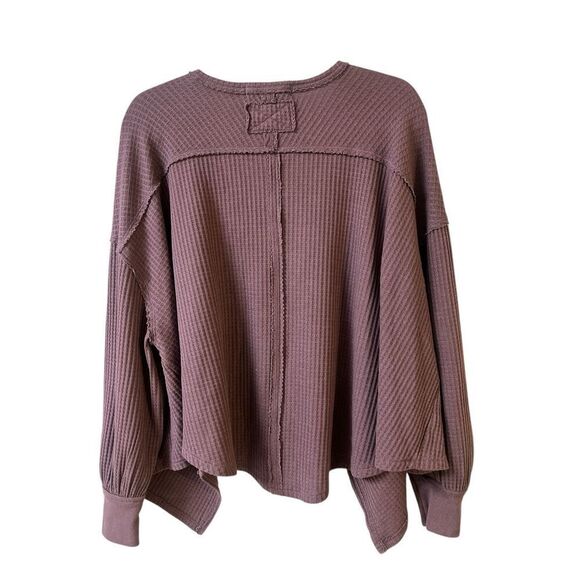 Anthropologie We the Free waffle weave top light plum color sz Small - Picture 2 of 3